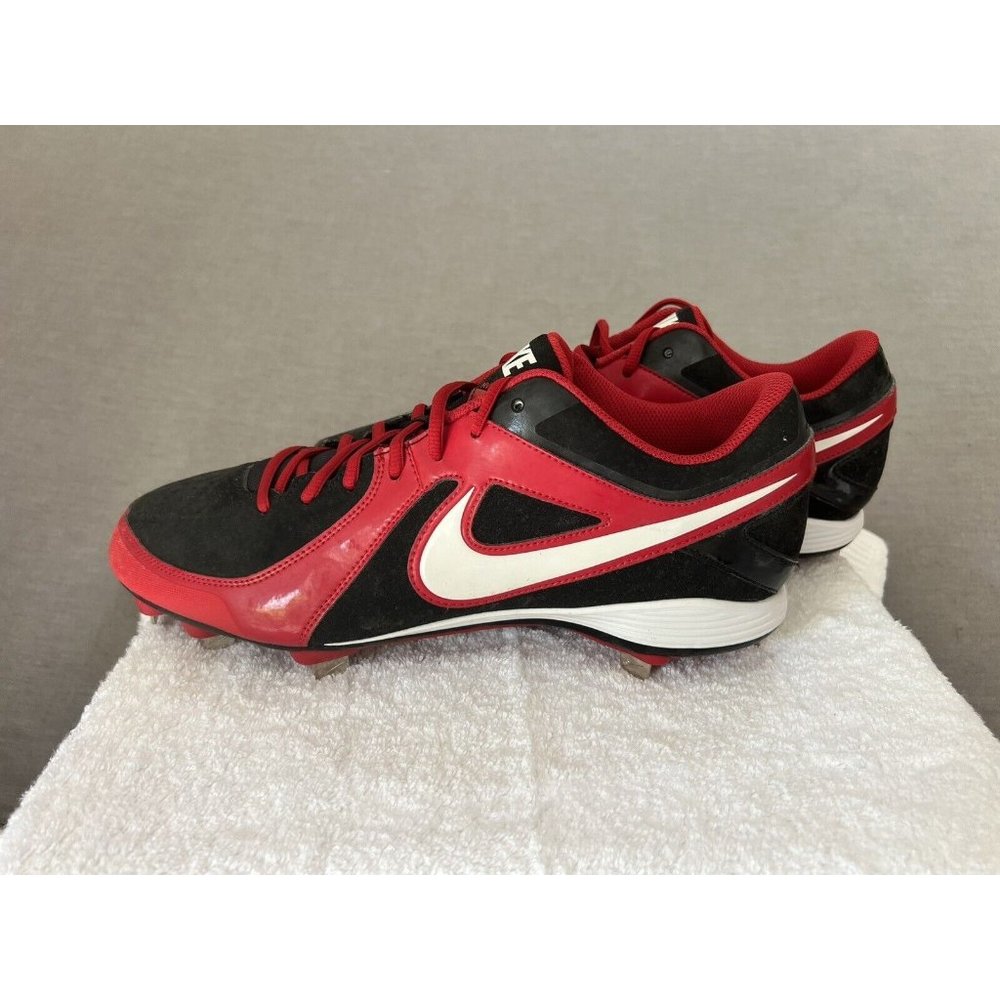 NEW NIKE MVP Strike Baseball Metal Cleats Mens 12.5 Black Red 1535841-016